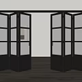 Open Black Frame Glass Panel Folding Doors In Modern Interior Space 3d model