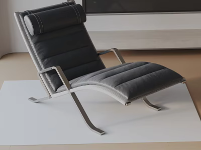 Modern Black Padded Lounge Chair With Sleek Metal Frame And Comfortable Design 3d model