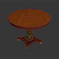 Traditional Round Wooden Table With Central Pedestal Base And Classic Design