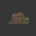 Modern Scenery With Ancient Stone Building Ruins And Green Grass