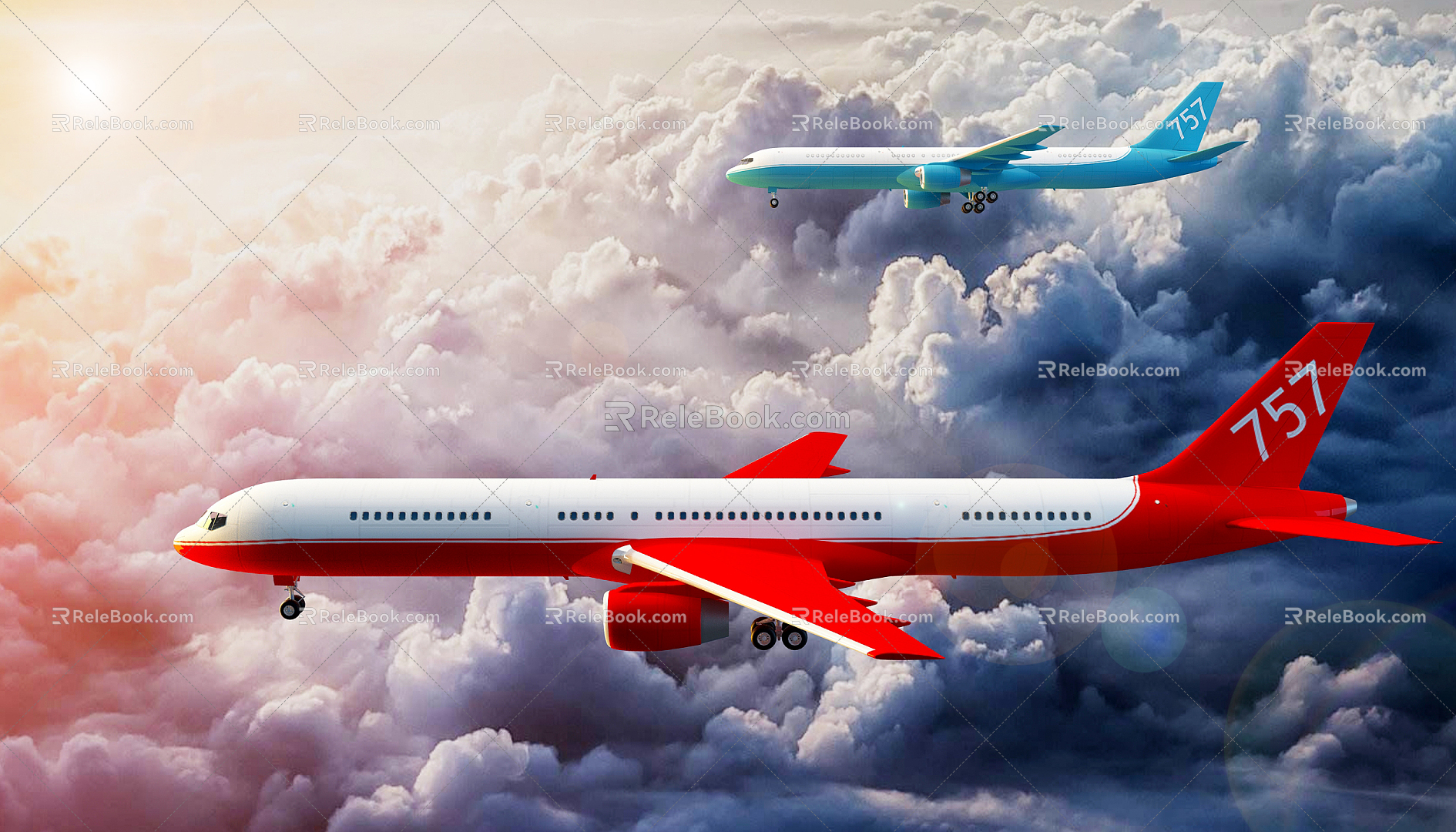 Modern airliner broadcasting aircraft 3d model