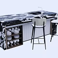 Nakajima counter bar counter operating table dining table and chairs 3d model