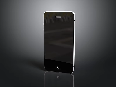 Modern Smartphone With Black Screen And White Frame On Reflective Surface 3d model