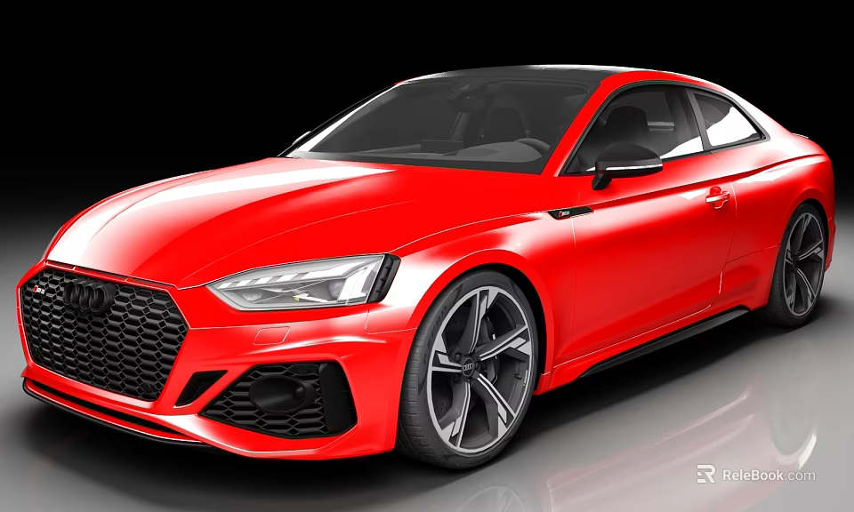 Red Audi Coupe With Sporty Design Sleek Alloy Wheels And Front Grille 3d model 