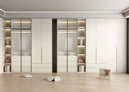 modern wardrobe cream wardrobe 3d model