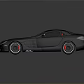 Black Sports Car with Red Interior Sleek Body Design and Shiny Wheels on Reflective Surface