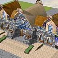 Traditional Guesthouse Architecture With Thatched Roofs Arched Windows Stone Walls And Mountain Views