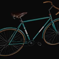 Vintage Green Bicycle With Brown Leather Seat And Classic Spoked Wheels