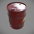 Industrial Equipment Red Metal Barrel With Yellow Warning Sign For Storage