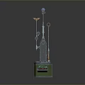 Scientific Experiment Apparatus With Green Base Cylindrical Body Pipes Gauges Knobs And Hanging Parts