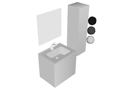 Modern Bathroom Cabinet Design With Mirror Tall Cabinet Faucet And Drawers 3d model