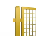 Yellow Grid Road Safety Barrier With Black And Yellow Striped Base