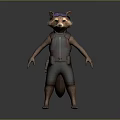 Raccoon Wearing Goggles Vest And Shorts In Full Body Standing Pose