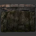 Rustic Stone Garden Ornaments With Mossy Round Basin And Square Structure 3d model