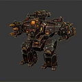 Futuristic Mechanical Robot Character Design With Armored Plates Glowing Orange Lights And Weapon Attachments