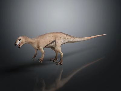 3D Rendered Bipedal Dinosaur Model With Light Brown Spotted Skin In Walking Pose 3d model