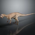 3D Rendered Bipedal Dinosaur Model With Light Brown Spotted Skin In Walking Pose