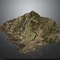 Detailed 3D Terrain Model Featuring Mountain Slopes Green Vegetation And Trail