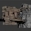 Modern Natural Style Rock Structure With Wooden Pathway And Scenic Platform
