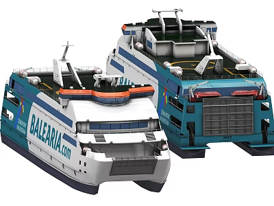 Balearia com Modern Ferry Ships With Blue White Design And Upper Deck Features 3d model