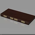 Mahogany Rectangular Wooden Box With Wood Grain Surface And Gold Metal Clasps
