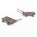 Vintage Wooden Carts With Metal Wheels And Long Handles For Transport