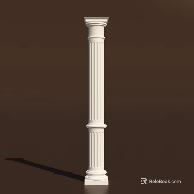 White Fluted Roman Column with Classical Design and Traditional Architectural Details 3d model 