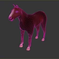 Realistic Red Horse 3D Model With White Hooves Standing On Dark Background