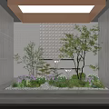Indoor Mini Garden Design With Green Plants Small Trees Purple Flowers White Stones And Soft Lighting