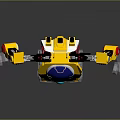 3D Yellow And Gray Robot Character With Blue Face Mechanical Arms Legs