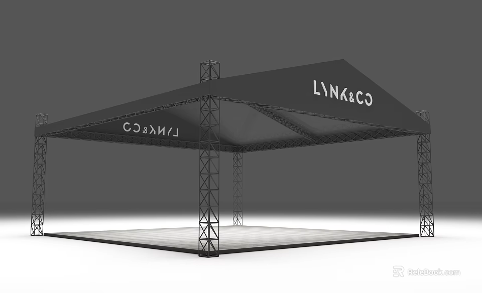 Large Outdoor Canopy Structure with Metal Frame and LINkCO Branding Design 3d model 