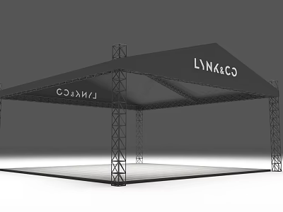 Large Outdoor Canopy Structure with Metal Frame and LINkCO Branding Design 3d model