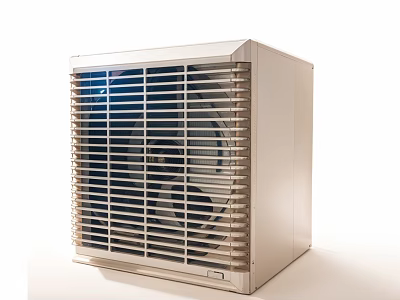 High Performance White Air Cooler Fan with Grille Design for Efficient Home Ventilation 3d model