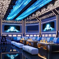 Modern KTV Interior Design With Stylish Lighting Comfortable Seating And Large Screens 3d model