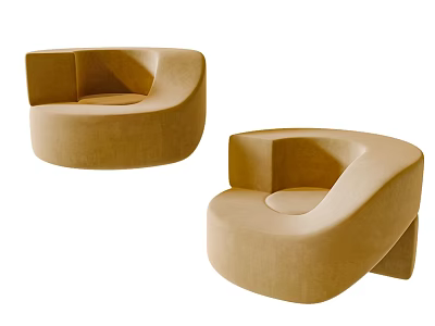 Modern Beige Single Sofa with Unique Curved Shape and Stylish Comfortable Design 3d model