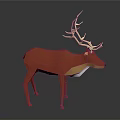 Low Poly Red Deer Character with Golden Antlers in Modern Minimal 3D Design