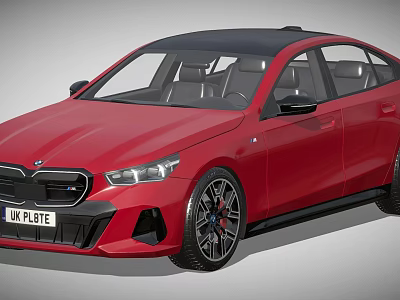 Red BMW Sedan With Black Roof And Black Alloy Wheels Front Design UK License Plate 3d model