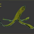 Yellow Banana Peel Shaped Sculpture With Curved Textured Design On Gray Reflective Background