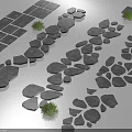 Natural Garden Stepping Stones With Irregular Gray Stones And Small Greenery