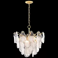 Modern Crystal Chandelier Design With Gold Metal Accents And Transparent Droplet Shades