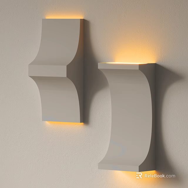 Elegant Modern White Wall Lights With Curved Design And Warm Glow For Home Decor 3d model 
