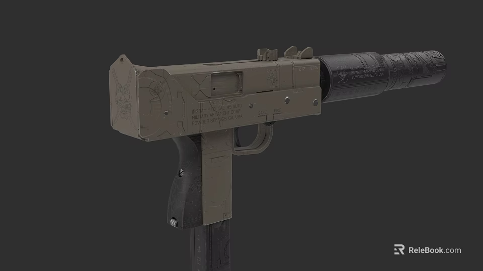 Tactical Military Firearm With Brown Body Black Grip And Barrel Design 3d model 