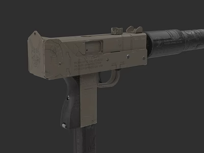 Tactical Military Firearm With Brown Body Black Grip And Barrel Design 3d model