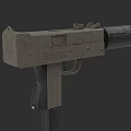 Tactical Military Firearm With Brown Body Black Grip And Barrel Design