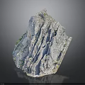 3D Rock Cliff Model With Textured Surface Steep Edges Detailed Crevices And Scattered Greenery
