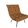 Modern Brown Leather Lounge Chair Design With Wooden Panels And Black Metal Legs
