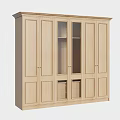 Simple Modern Natural Wood Wardrobe Design With Multiple Doors And Glass Panels