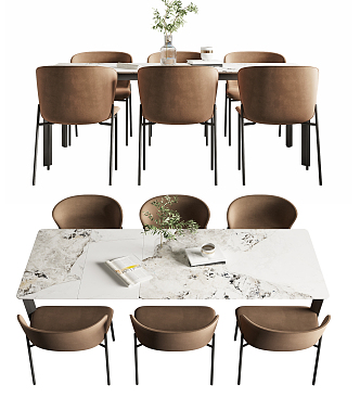 Modern Dining Table and Chair Combination 3d model