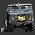 Old Worn Truck With Large Tires Exposed Chassis And Rustic Exterior