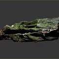 Handcrafted Wood and Stone Decorative Artwork With Green Pink Textured Surface
